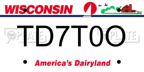 TD7T0O Wisconsin License Plate