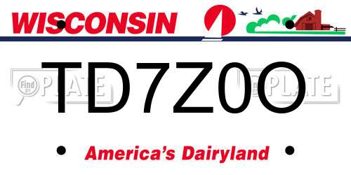 TD7Z0O Wisconsin License Plate