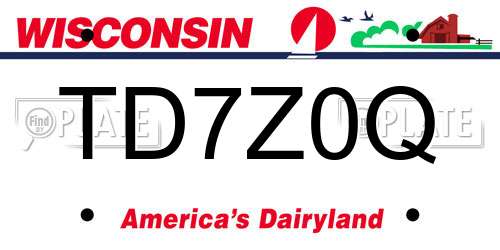 TD7Z0Q Wisconsin License Plate