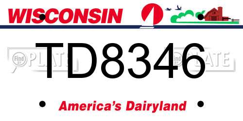 TD8346 Wisconsin License Plate