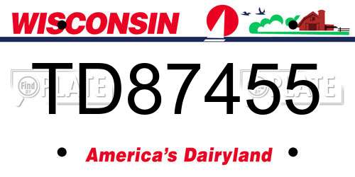 TD87455 Wisconsin License Plate