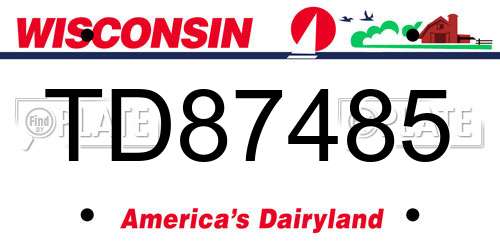TD87485 Wisconsin License Plate