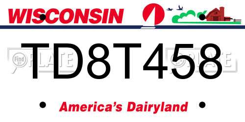 TD8T458 Wisconsin License Plate