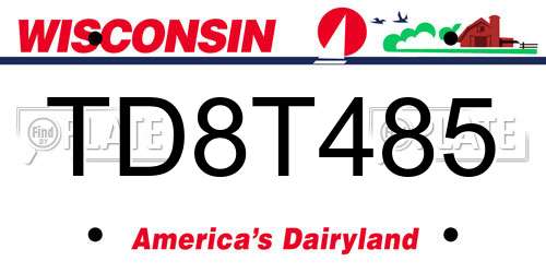 TD8T485 Wisconsin License Plate