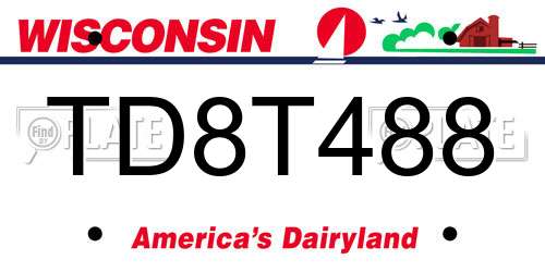 TD8T488 Wisconsin License Plate