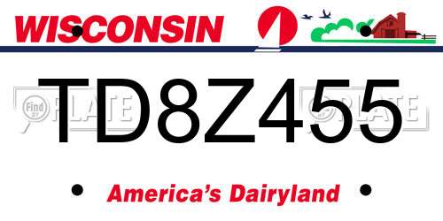TD8Z455 Wisconsin License Plate