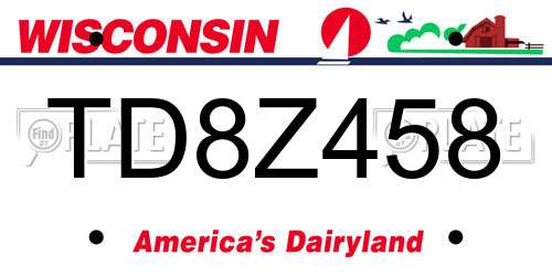 TD8Z458 Wisconsin License Plate
