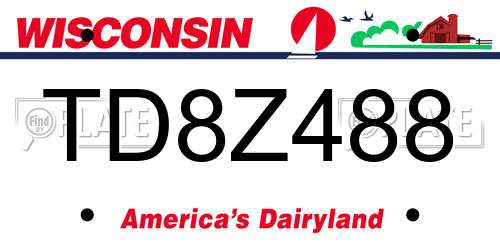 TD8Z488 Wisconsin License Plate