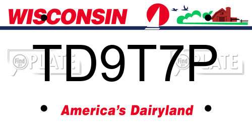 TD9T7P Wisconsin License Plate