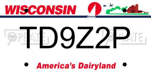TD9Z2P Wisconsin License Plate