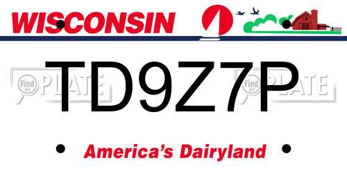 TD9Z7P Wisconsin License Plate