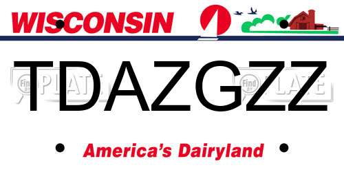 TDAZGZZ Wisconsin License Plate