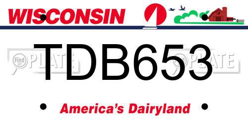 TDB653 Wisconsin License Plate