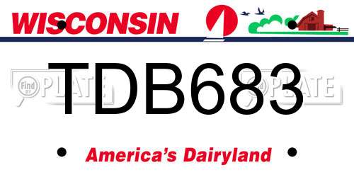 TDB683 Wisconsin License Plate