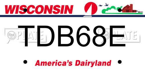 TDB68E Wisconsin License Plate
