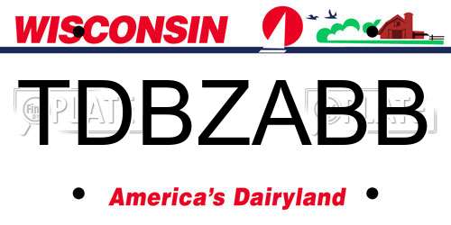 TDBZABB Wisconsin License Plate