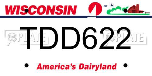TDD622 Wisconsin License Plate