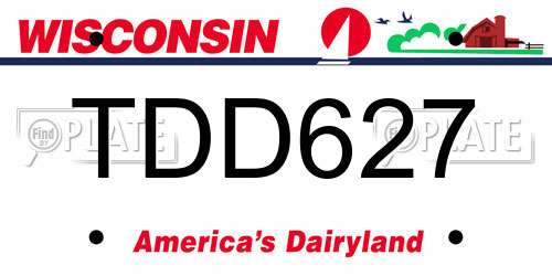 TDD627 Wisconsin License Plate