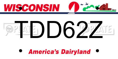 TDD62Z Wisconsin License Plate