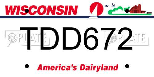 TDD672 Wisconsin License Plate