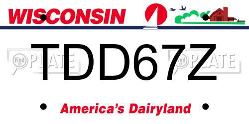 TDD67Z Wisconsin License Plate