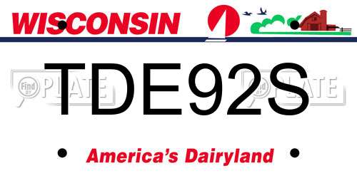 TDE92S Wisconsin License Plate