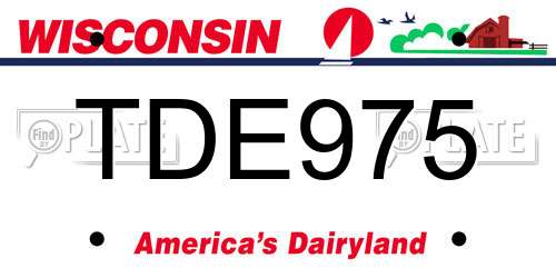 TDE975 Wisconsin License Plate