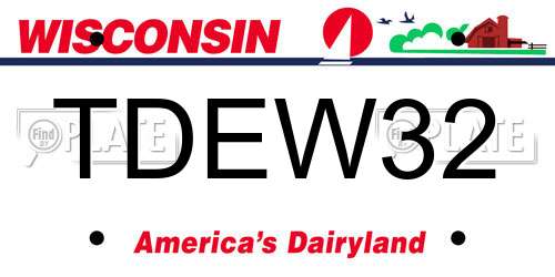 TDEW32 Wisconsin License Plate