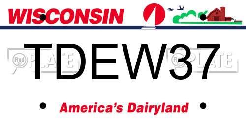TDEW37 Wisconsin License Plate