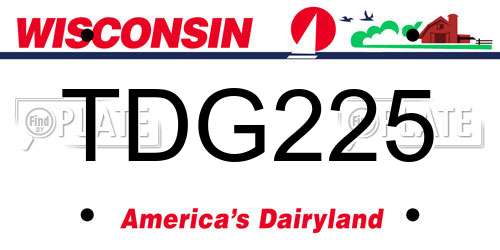 TDG225 Wisconsin License Plate