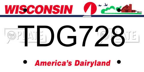 TDG728 Wisconsin License Plate