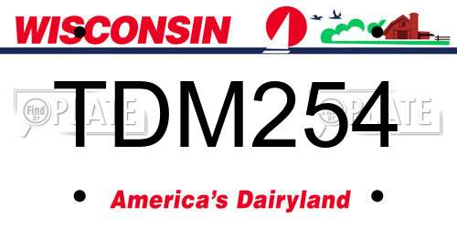 TDM254 Wisconsin License Plate