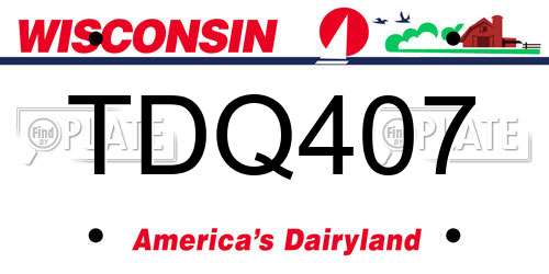TDQ407 Wisconsin License Plate