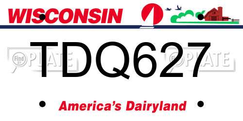 TDQ627 Wisconsin License Plate
