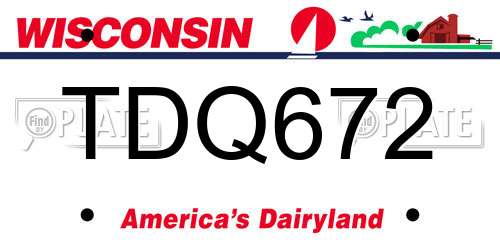 TDQ672 Wisconsin License Plate