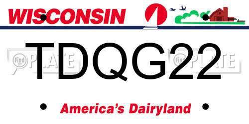 TDQG22 Wisconsin License Plate