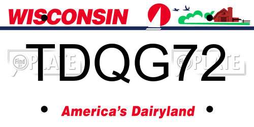 TDQG72 Wisconsin License Plate