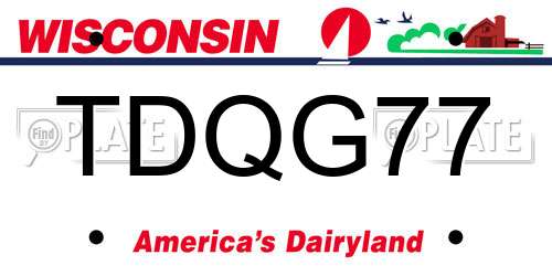 TDQG77 Wisconsin License Plate