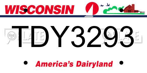 TDY3293 Wisconsin License Plate