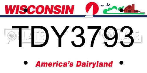 TDY3793 Wisconsin License Plate