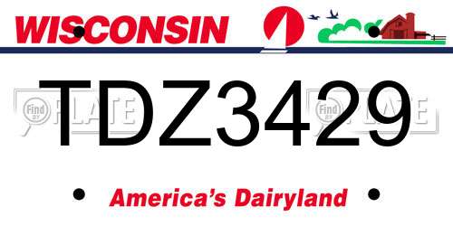 TDZ3429 Wisconsin License Plate
