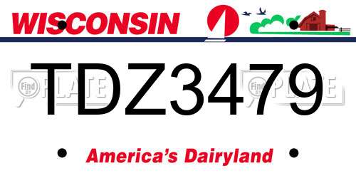 TDZ3479 Wisconsin License Plate
