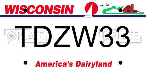 TDZW33 Wisconsin License Plate