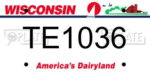 TE1036 Wisconsin License Plate