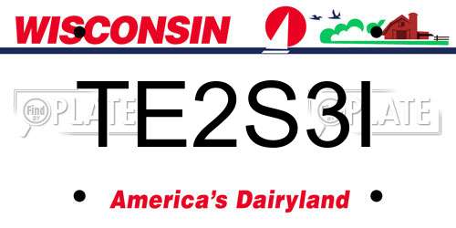 TE2S3I Wisconsin License Plate