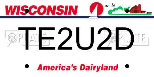 TE2U2D Wisconsin License Plate