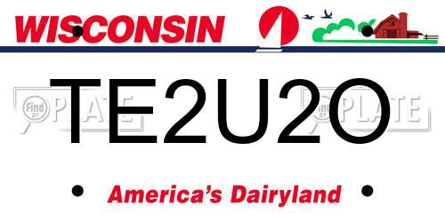 TE2U2O Wisconsin License Plate