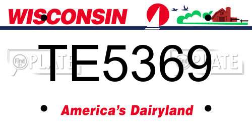 TE5369 Wisconsin License Plate