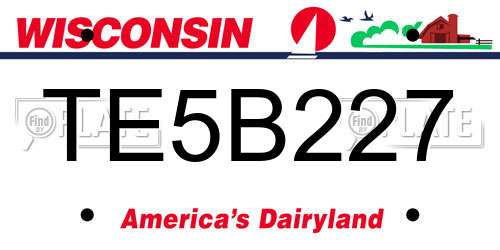 TE5B227 Wisconsin License Plate