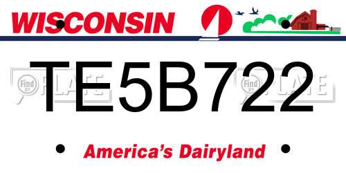 TE5B722 Wisconsin License Plate